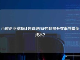 小微企业资源计划管理ERP如何提升效率与降低成本？