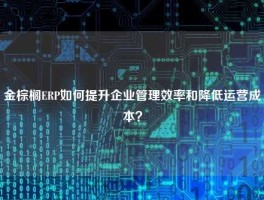 金棕榈ERP如何提升企业管理效率和降低运营成本？