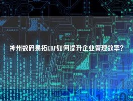 神州数码易拓ERP如何提升企业管理效率？