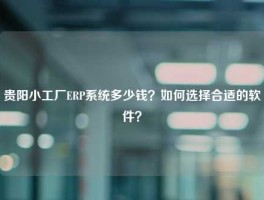 贵阳小工厂ERP系统多少钱？如何选择合适的软件？