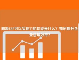 明源ERP可以实现TY的功能是什么？如何提升企业管理效率？