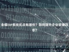 金蝶ERP系统优点有哪些？如何提升企业管理效率？