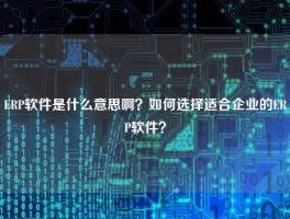 ERP软件是什么意思啊？如何选择适合企业的ERP软件？