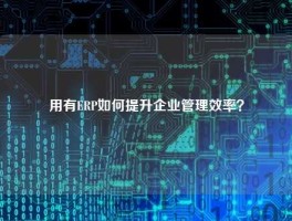 用有ERP如何提升企业管理效率？
