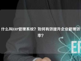 什么叫ERP管理系统？如何有效提升企业管理效率？