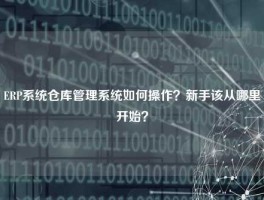 ERP系统仓库管理系统如何操作？新手该从哪里开始？