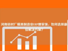 河南铝材厂模具制造业ERP哪家强，如何选择最佳解决方案？