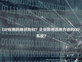 ERP应用的现状如何？企业如何选择合适的ERP系统？