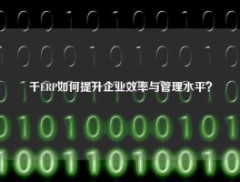 千ERP如何提升企业效率与管理水平？