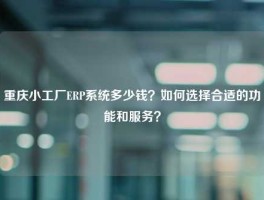 重庆小工厂ERP系统多少钱？如何选择合适的功能和服务？