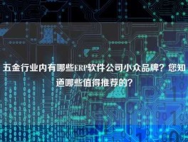 五金行业内有哪些ERP软件公司小众品牌？您知道哪些值得推荐的？