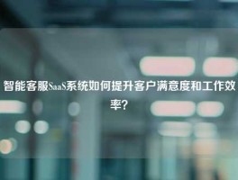 智能客服SaaS系统如何提升客户满意度和工作效率？