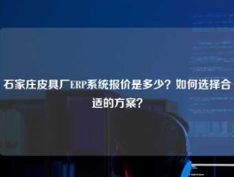 石家庄皮具厂ERP系统报价是多少？如何选择合适的方案？