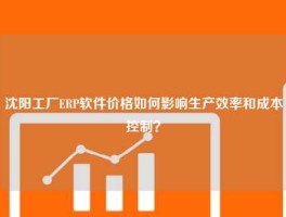 沈阳工厂ERP软件价格如何影响生产效率和成本控制？