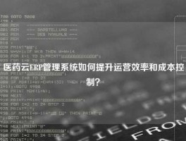 医药云ERP管理系统如何提升运营效率和成本控制？