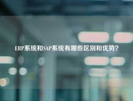 ERP系统和SAP系统有哪些区别和优势？