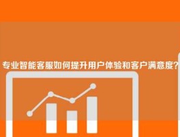 专业智能客服如何提升用户体验和客户满意度？