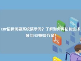 ERP招标需要系统演示吗？了解如何评估和选择最佳ERP解决方案！