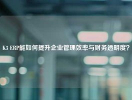 K3 ERP能如何提升企业管理效率与财务透明度？
