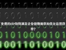 免费的ERP如何满足企业管理需求和优化运营效率？