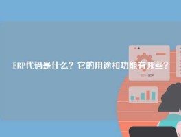 ERP代码是什么？它的用途和功能有哪些？