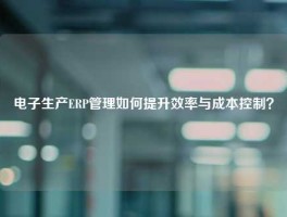 电子生产ERP管理如何提升效率与成本控制？