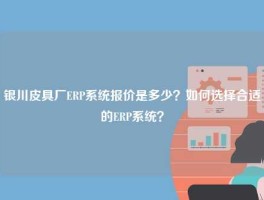 银川皮具厂ERP系统报价是多少？如何选择合适的ERP系统？