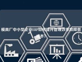 模具厂中小型企业ERP如何提升管理效率和降低成本？