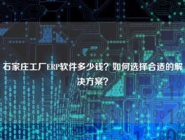 石家庄工厂ERP软件多少钱？如何选择合适的解决方案？