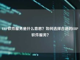 ERP软件服务是什么意思？如何选择合适的ERP软件服务？