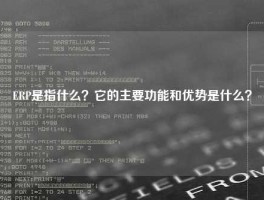 ERP是指什么？它的主要功能和优势是什么？