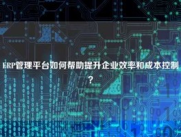 ERP管理平台如何帮助提升企业效率和成本控制？