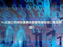 WA云接口如何快速解决数据传输和接口集成问题？