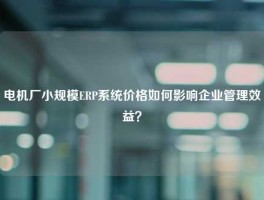电机厂小规模ERP系统价格如何影响企业管理效益？