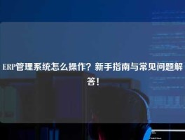 ERP管理系统怎么操作？新手指南与常见问题解答！