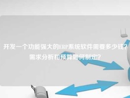 开发一个功能强大的ERP系统软件需要多少钱？需求分析和预算如何制定？