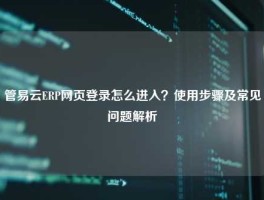 管易云ERP网页登录怎么进入？使用步骤及常见问题解析
