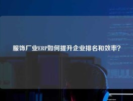 服饰厂业ERP如何提升企业排名和效率？