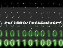 erp教程：如何快速入门及最佳学习资源是什么？