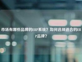 市场有哪些品牌的ERP系统？如何选择适合的ERP品牌？