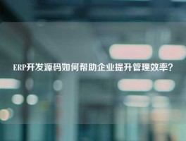 ERP开发源码如何帮助企业提升管理效率？