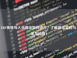 ERP系统导入步骤该如何进行？了解最佳实践与常见问题！