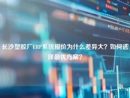 长沙塑胶厂ERP系统报价为什么差异大？如何选择最优方案？
