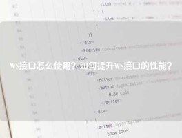 WS接口怎么使用？如何提升WS接口的性能？