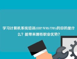 学习计算机系统培训(ERP/WMS/TMS)的目的是什么？能带来哪些职业优势？