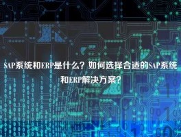 SAP系统和ERP是什么？如何选择合适的SAP系统和ERP解决方案？