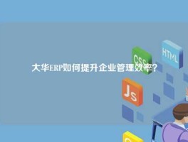 大华ERP如何提升企业管理效率？