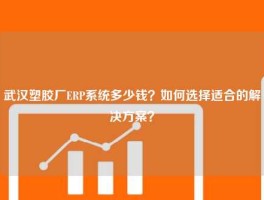 武汉塑胶厂ERP系统多少钱？如何选择适合的解决方案？