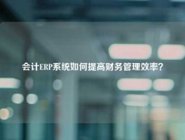 会计ERP系统如何提高财务管理效率？