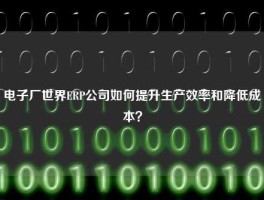电子厂世界ERP公司如何提升生产效率和降低成本？